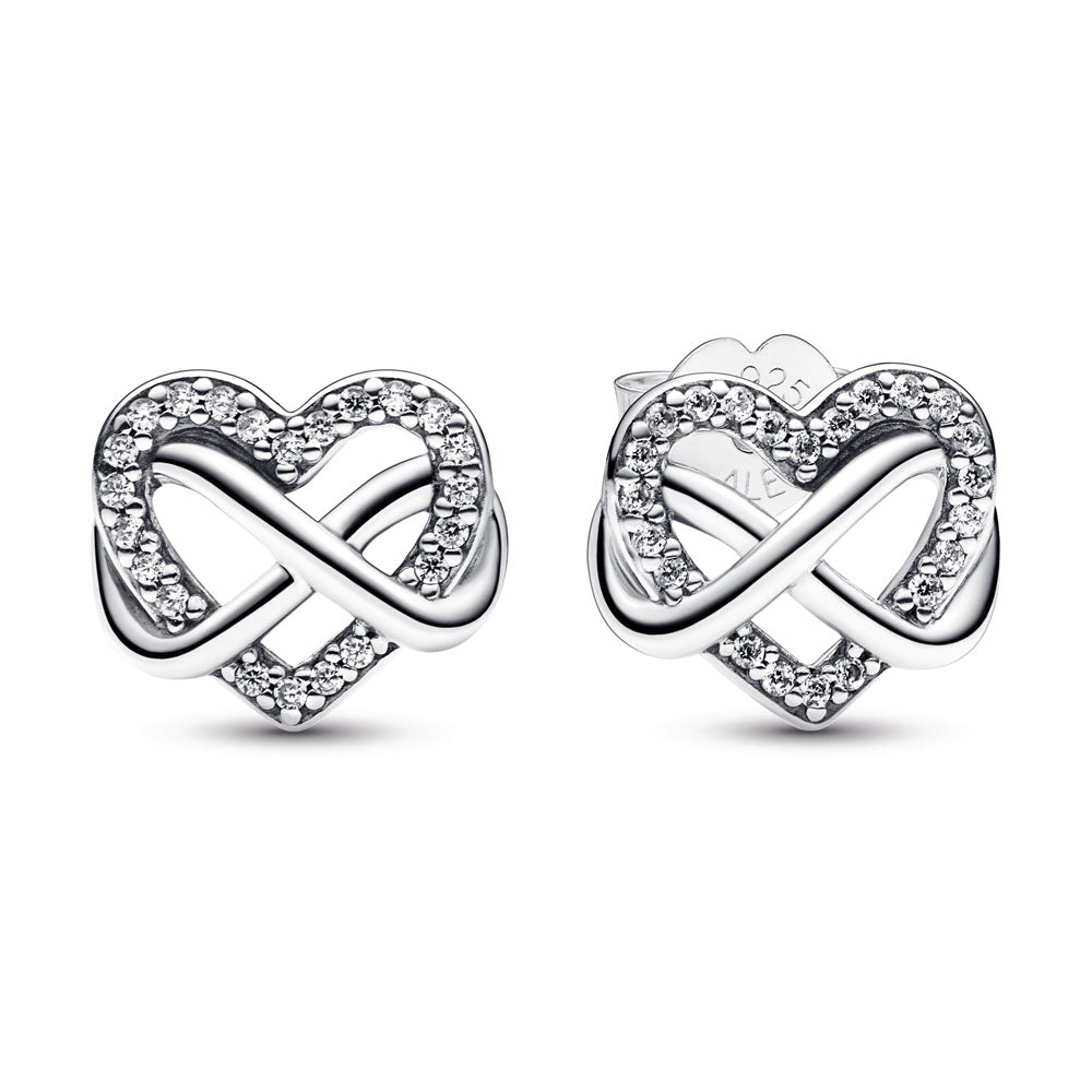 Sparkling Infinity Heart Stud Earrings