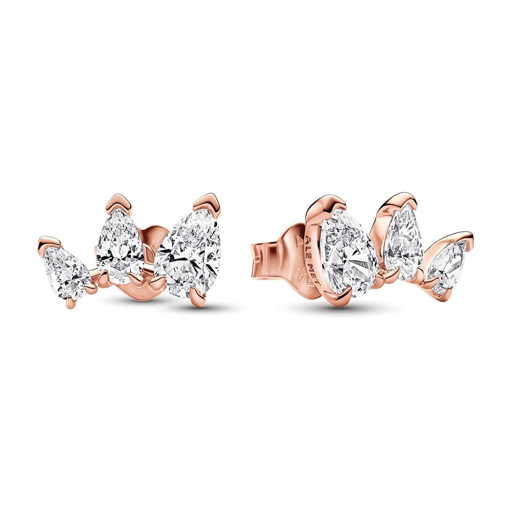 PANDORA 14k Rose gold-plated stud earrings with clear cubic zirconia