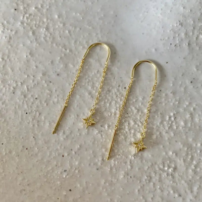 Asteria Earrings in 925 Sterling silver with 14k gold platting Crafted from with Star .