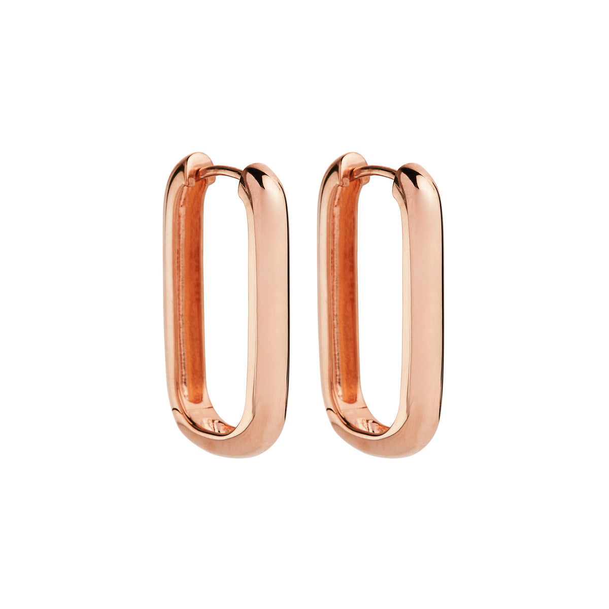 NAJO 15x26mm rose gold (14k 1mc) plated silver rectangular tube huggie hoop earring,