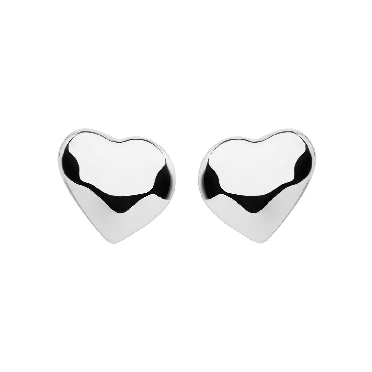 NAJO 11x12.5mm silver dimpled heart stud earring, antitarnish