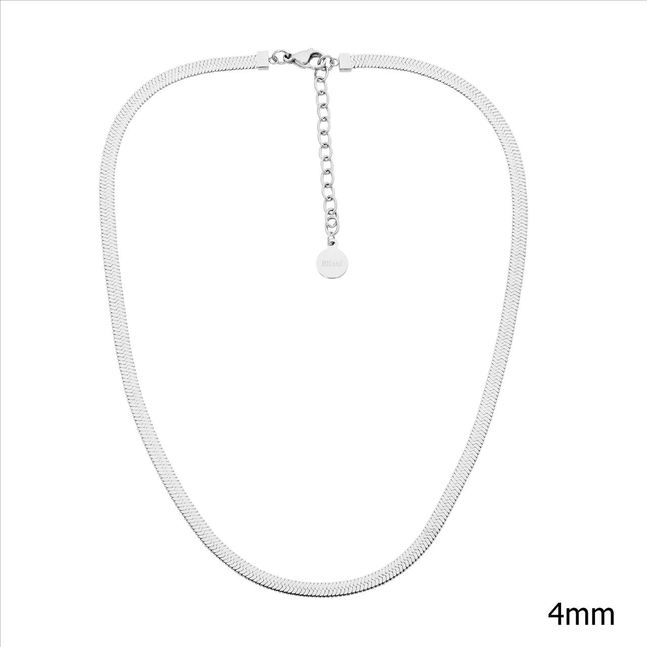 Stainless steel 4mm herringbone chain, 40+5cm