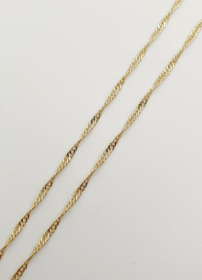 18K Gold, Filled, 1.7mm Singapore Chain 50cm