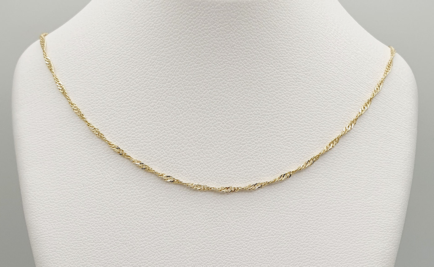 18K Gold, Filled, 1.7mm Singapore Chain 55cm