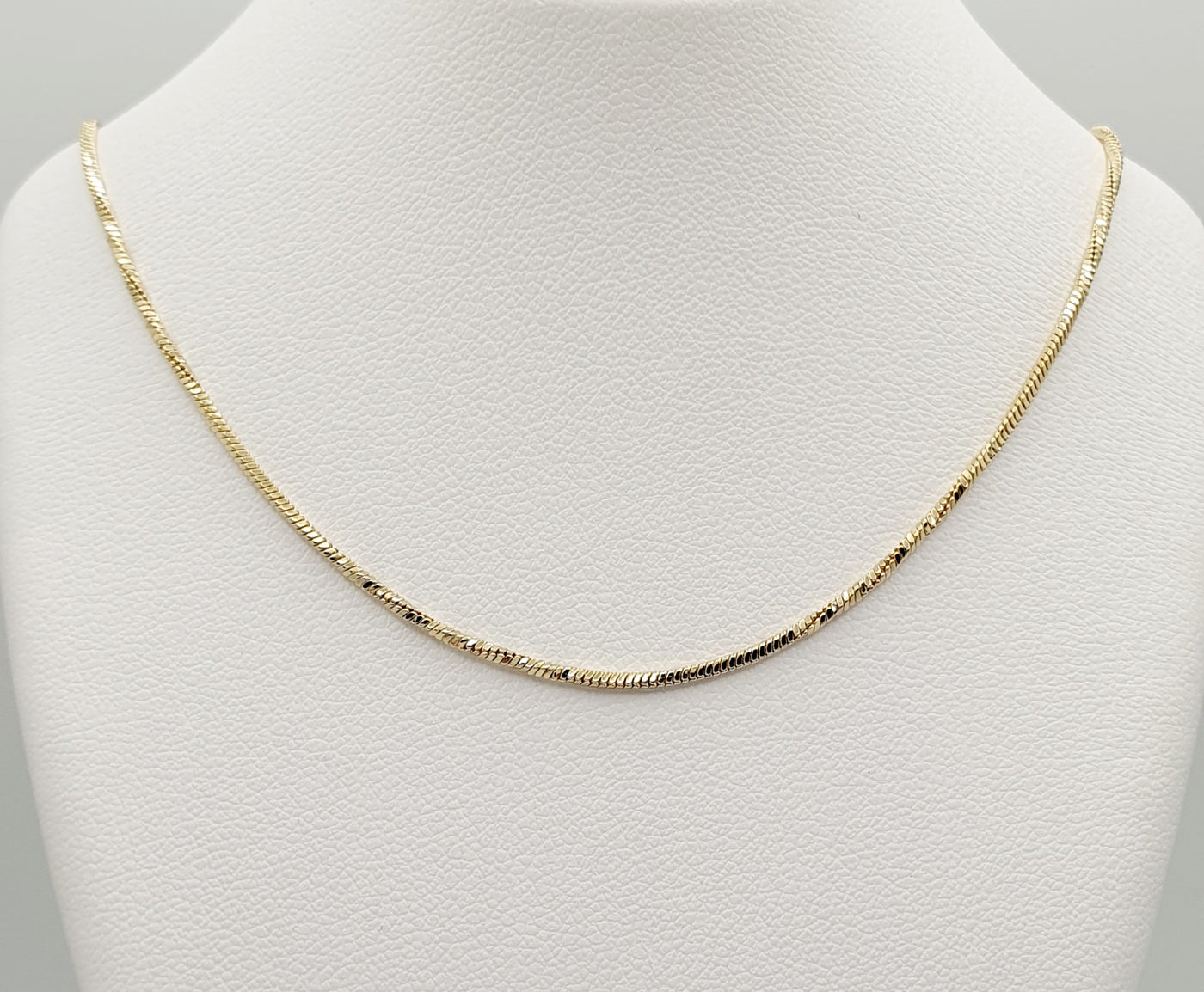 18K Gold, Filled, 1mm Twisted Square Snake Chain 50cm Adjustable