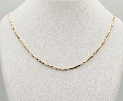 18K Gold, Filled, 1mm Twisted Square Snake Chain 50cm Adjustable