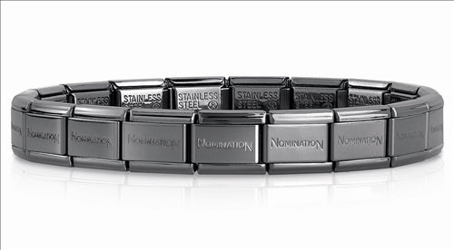 Nomination 13 X Plain Black Stainless Steel Nomination Charm/Links