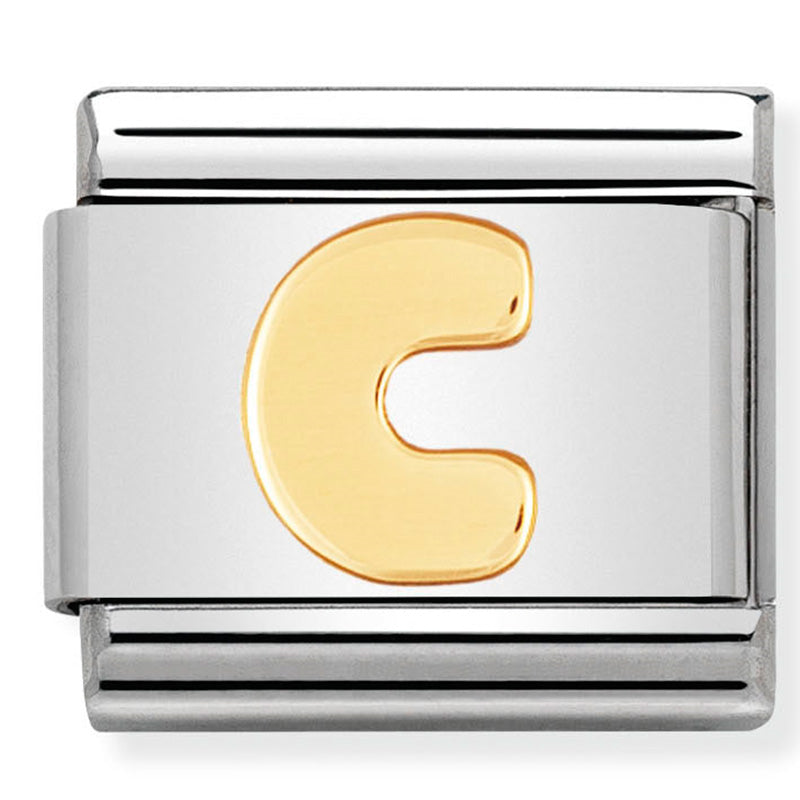 Nomination Letter C Link Charm Stainless Steel With Solid 18ct Yellow Gold Letter C