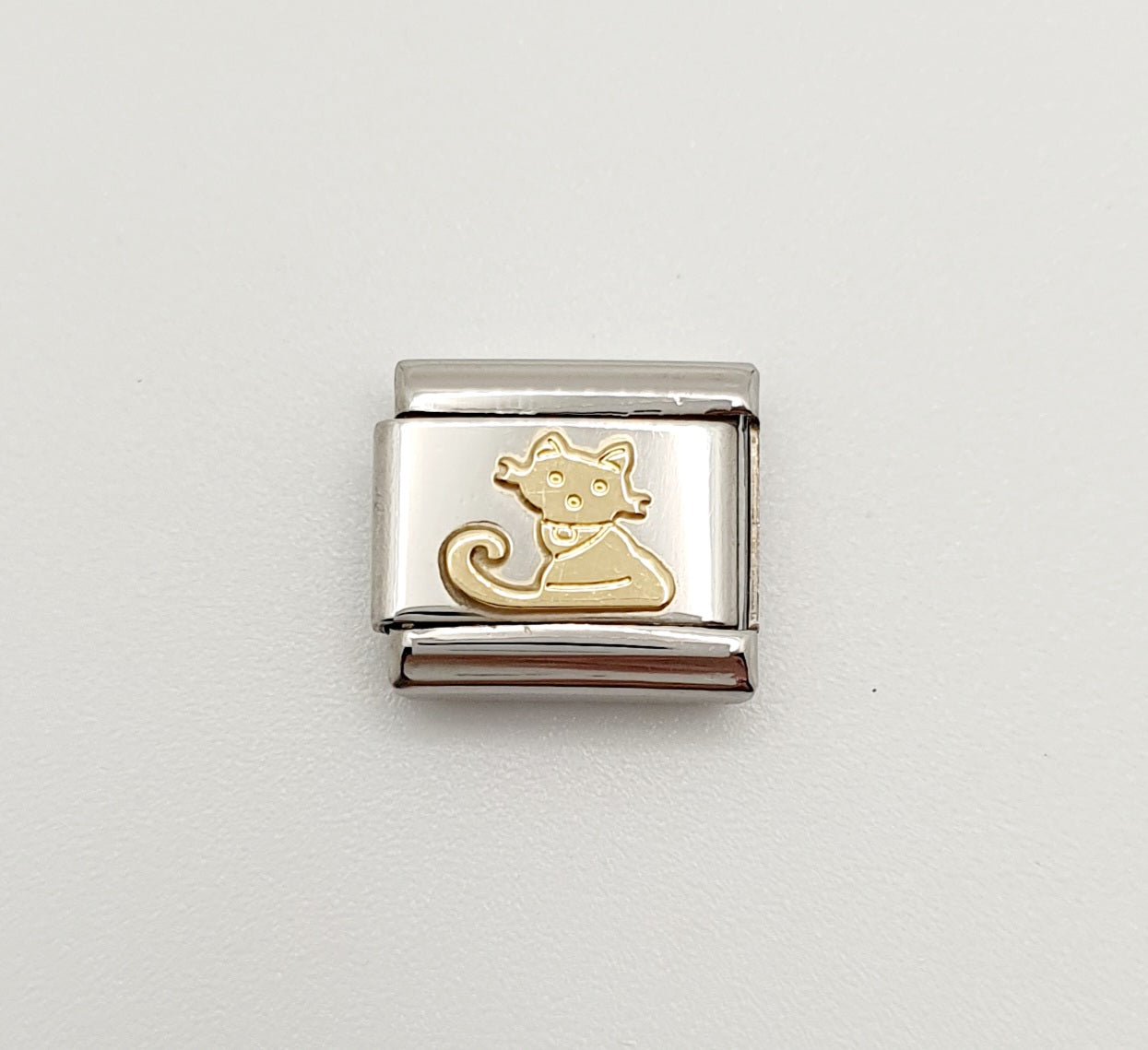 Nomination Charm Link "Seated Cat" Stainless Steel with 18k Gold Plate, 030112 32