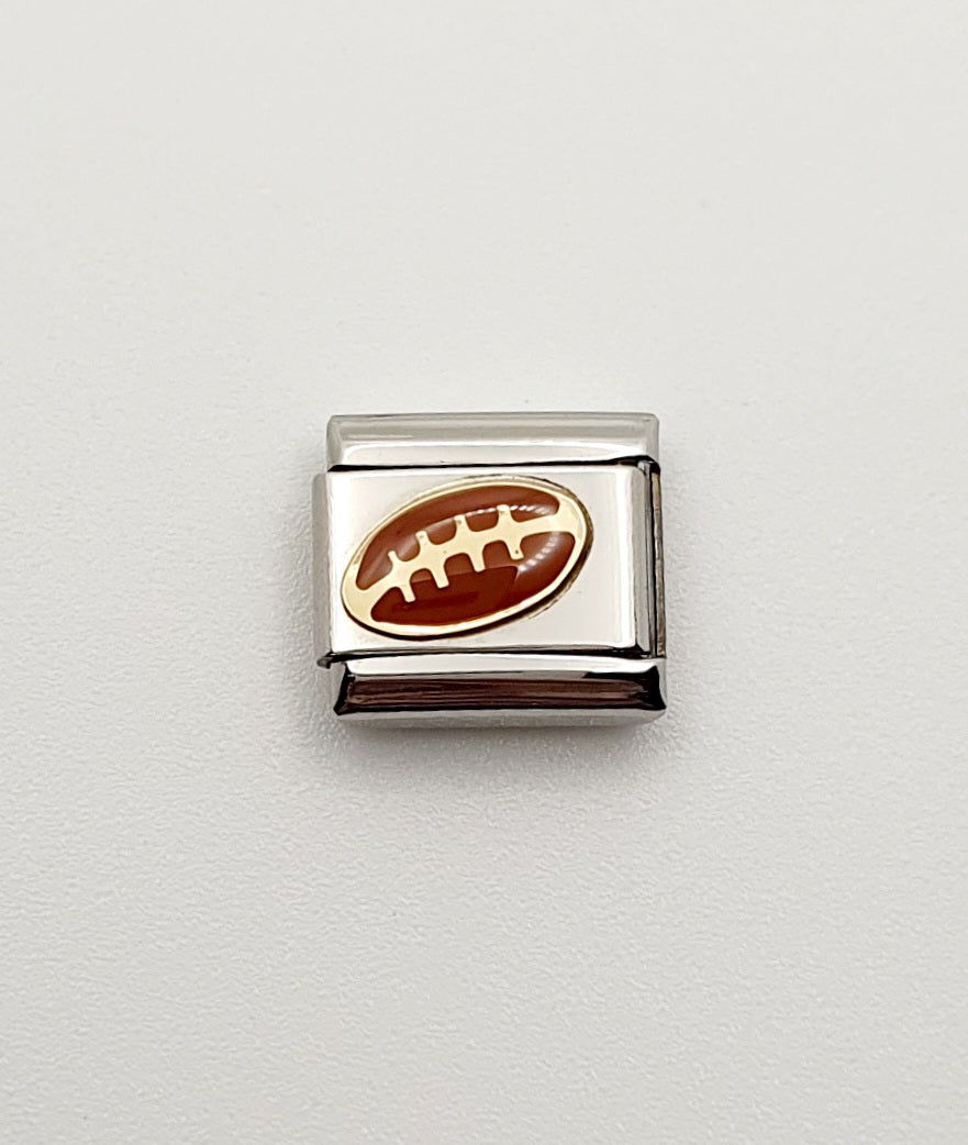 Nomination Charm Link "American Football" Stainless Steel with Enamel & 18k Gold Plate