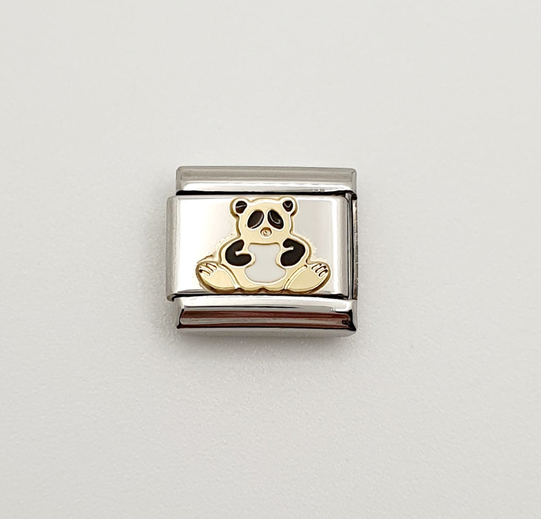 Nomination Charm Link "Panda" Stainless Steel with Enamel & 18k Gold Plate, 030212 39