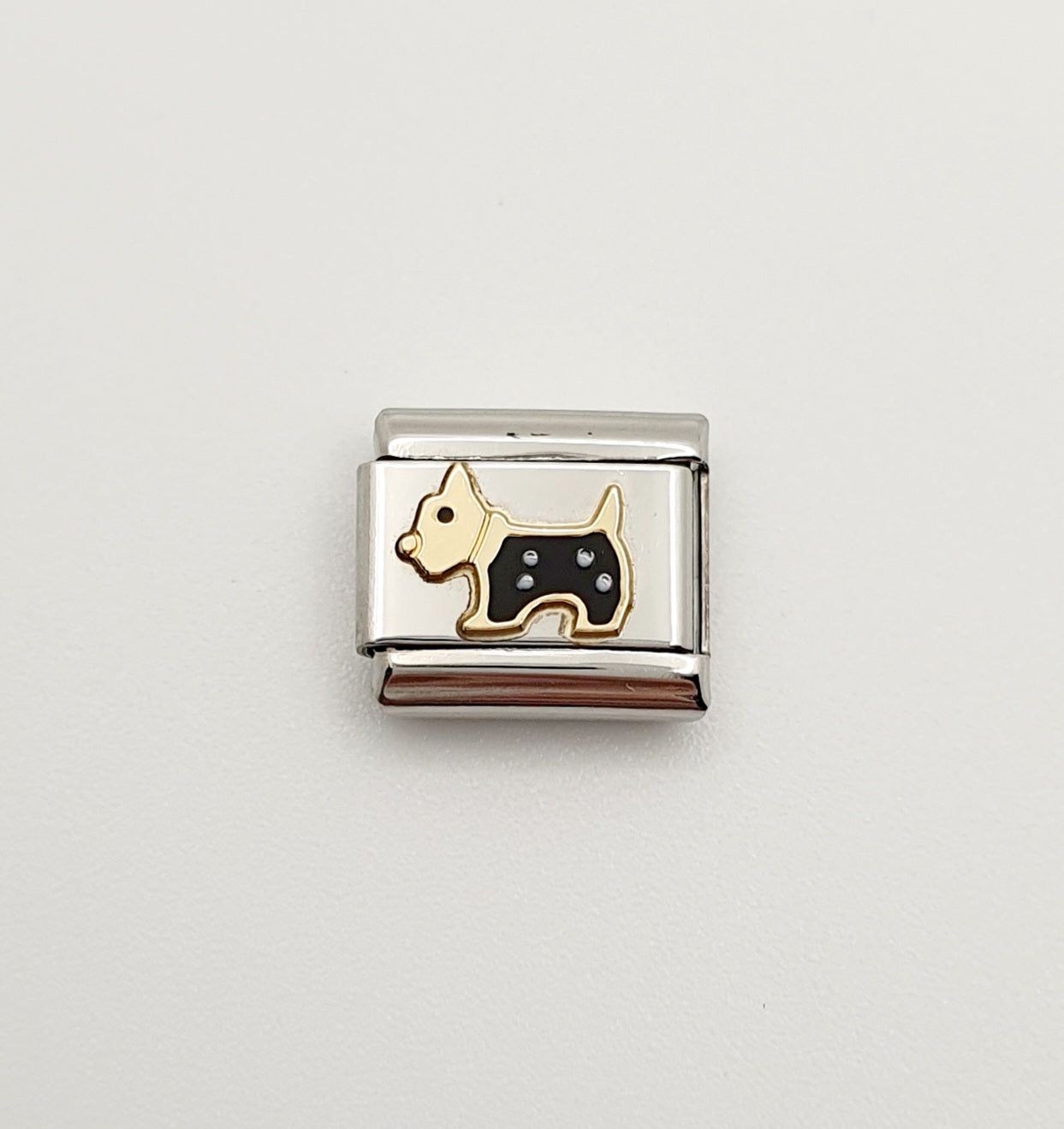 Nomination Charm Link "Terrier" Stainless Steel with Enamel & 18k Gold Plate, 030248 09