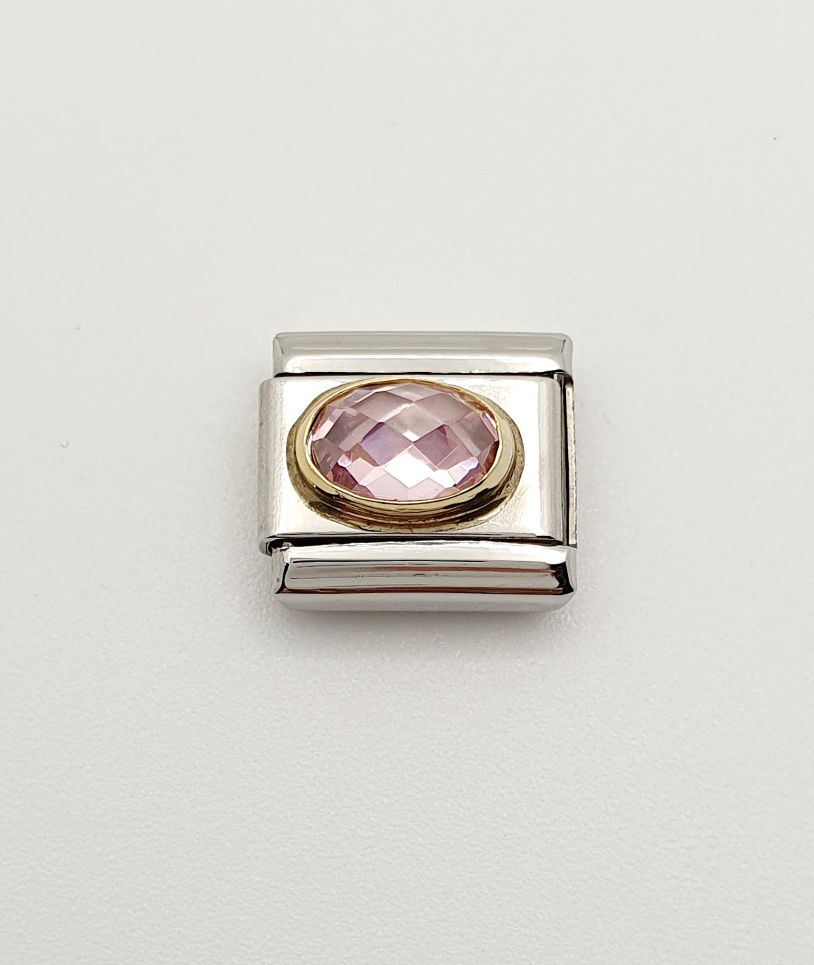 Nomination Charm Link "Pink Faceted CZ" Stainless Steel with 18k Gold Plate, 030601 003