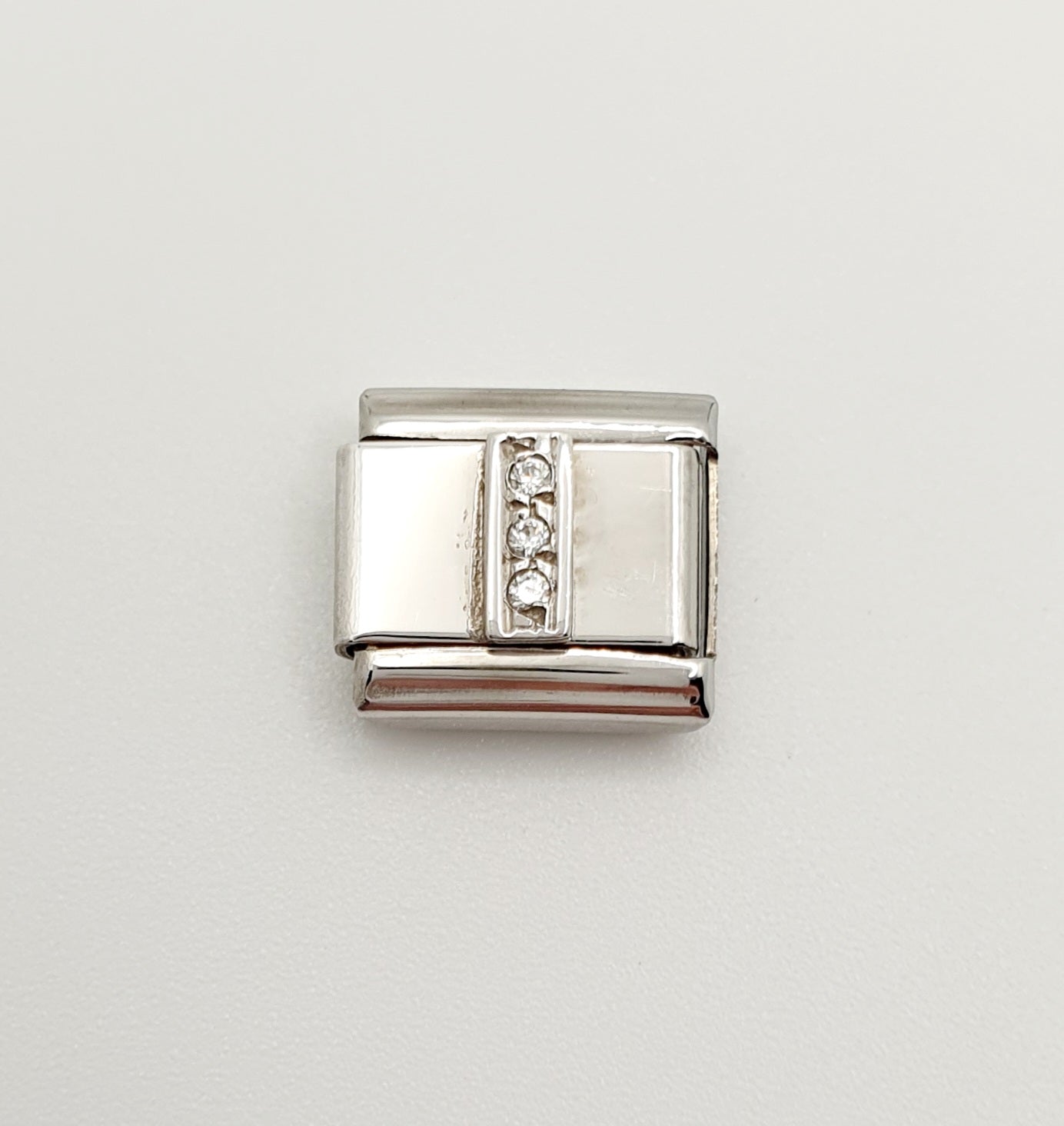 Nomination Charm Link "I" Stainless Steel with CZ's & 925 Silver, 330301 09