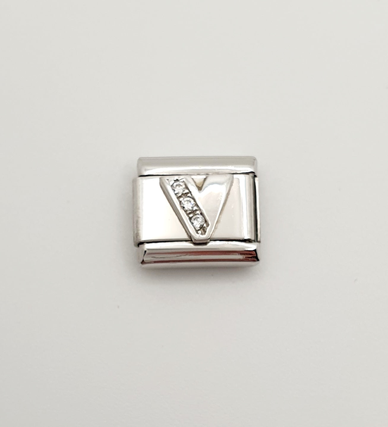 Nomination Charm Link "V" Stainless Steel with CZ's & 925 Silver, 330301 22