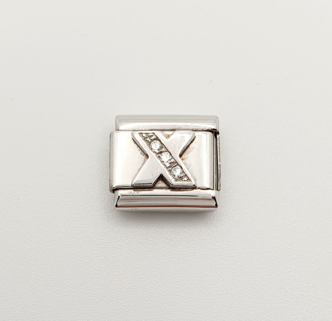 Nomination Charm Link "X" Stainless Steel with CZ's & 925 Silver, 330301 24