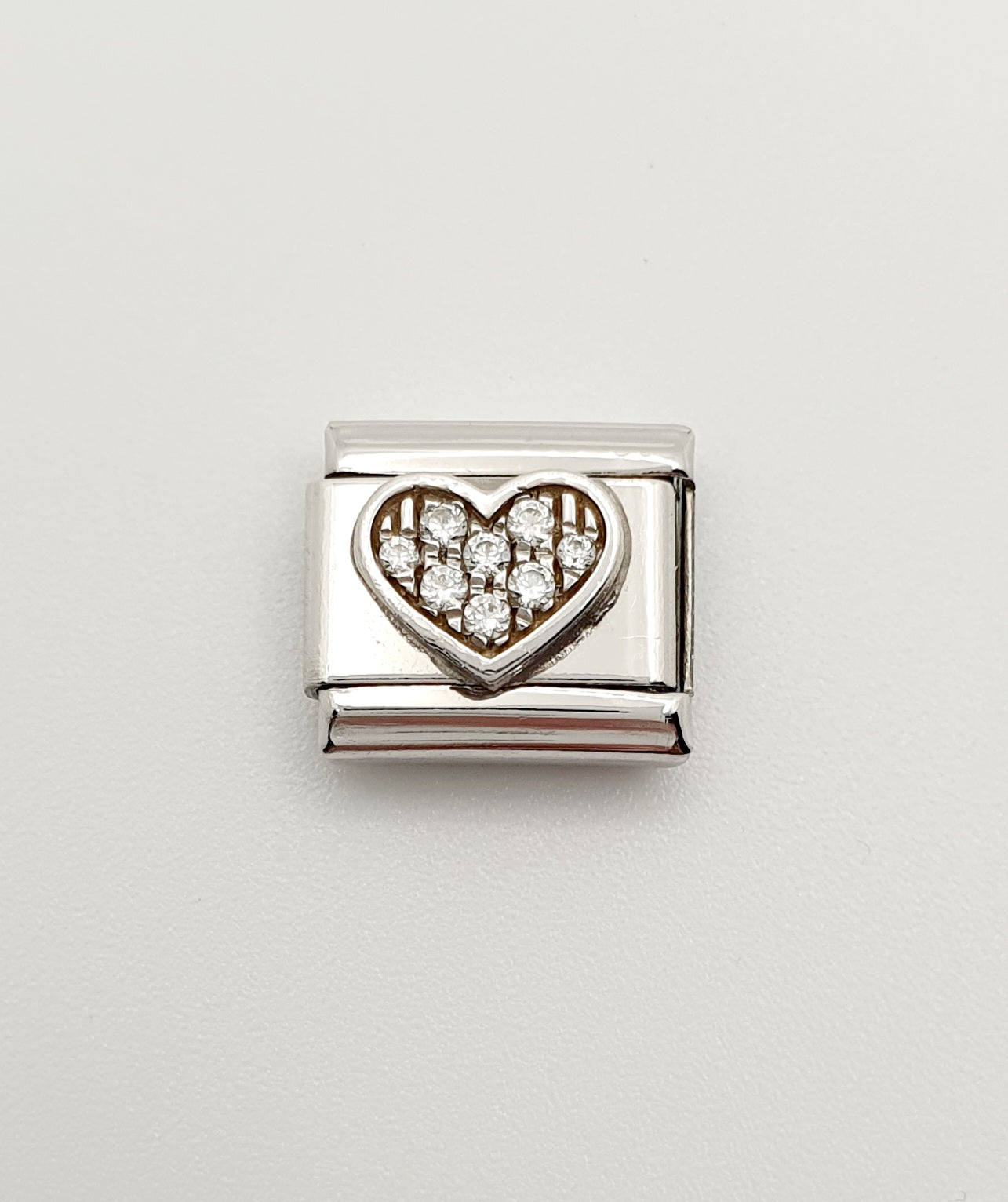 Nomination Charm Link "Heart" Stainless Steel with CZ's & 925 Silver, 330304 01