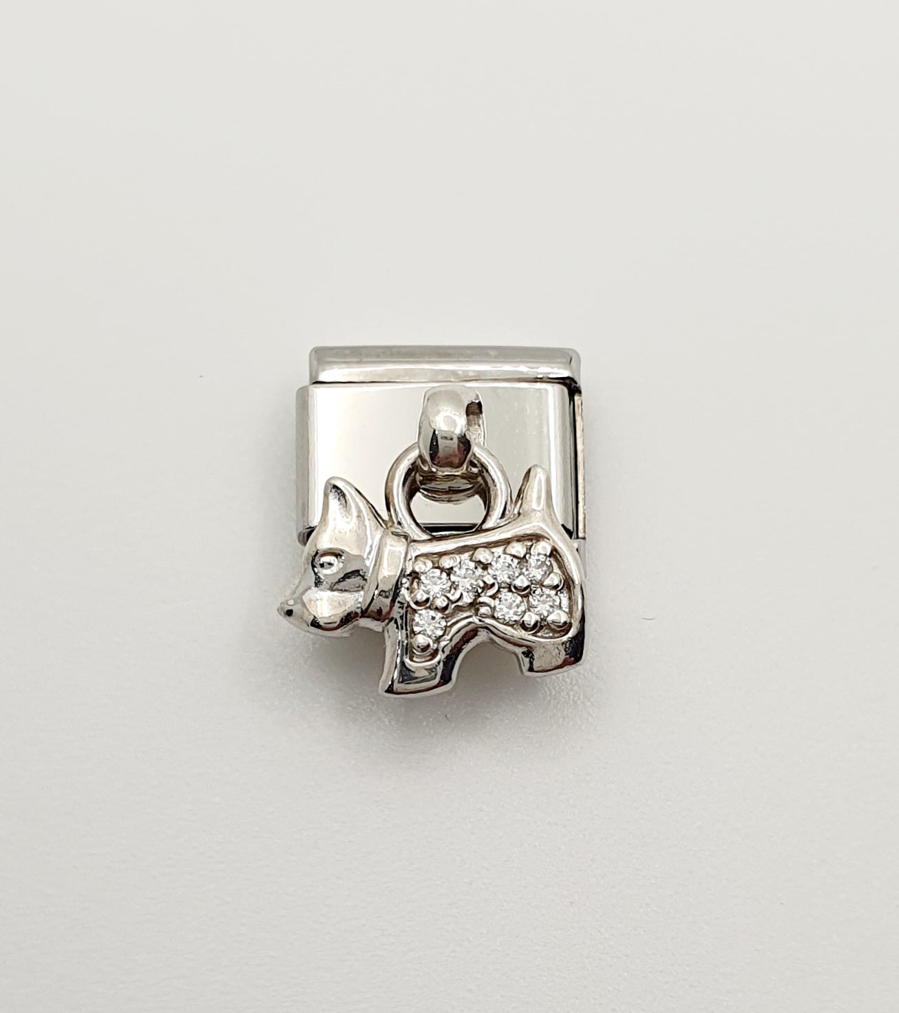 Nomination Charm Link "Dog" Stainless Steel with CZ's & 925 Silver, 331800 09