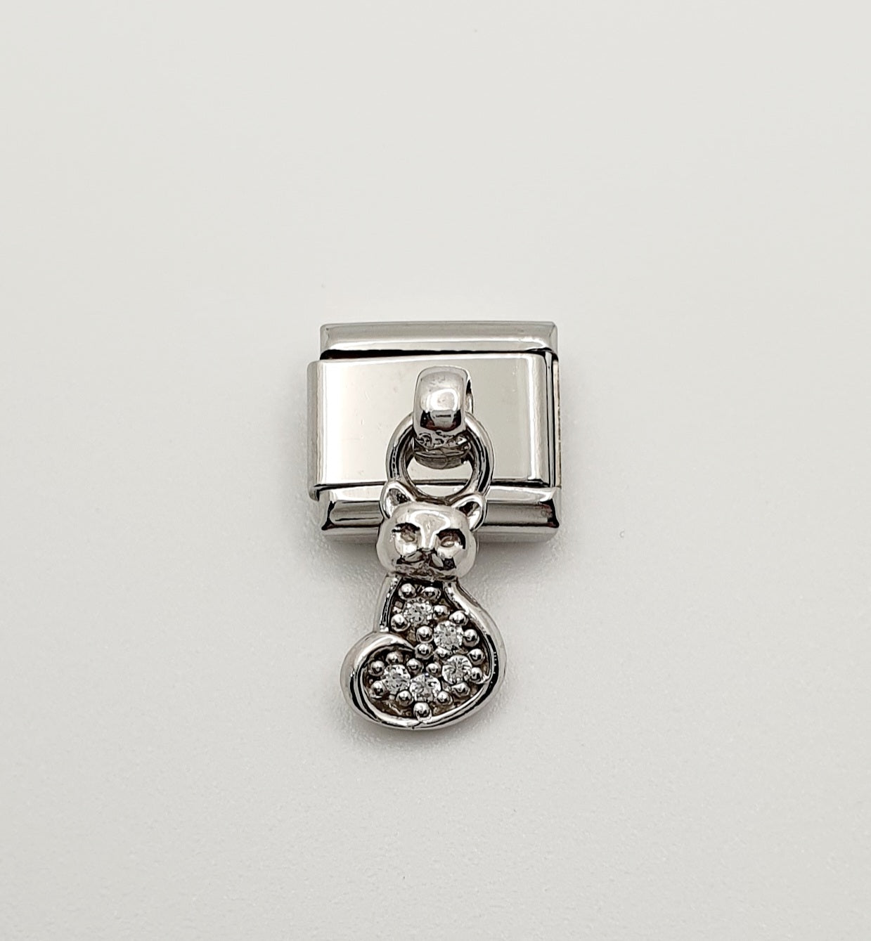 Nomination Charm Link "Cat" Stainless Steel with CZ's & 925 Silver, 331800 18