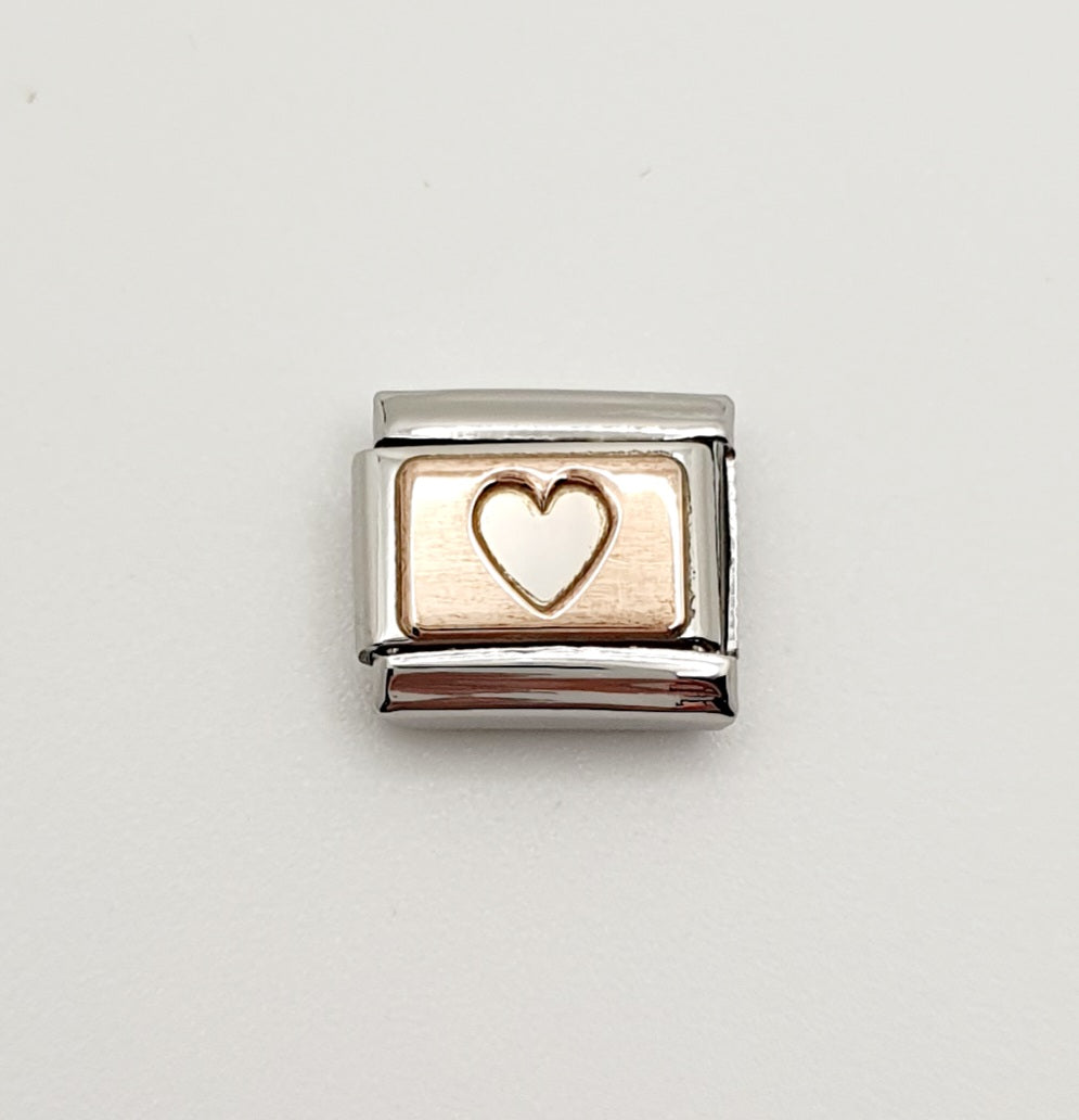 Nomination Charm Link "Heart" Stainless Steel with 9k Rose Gold, 430101 08