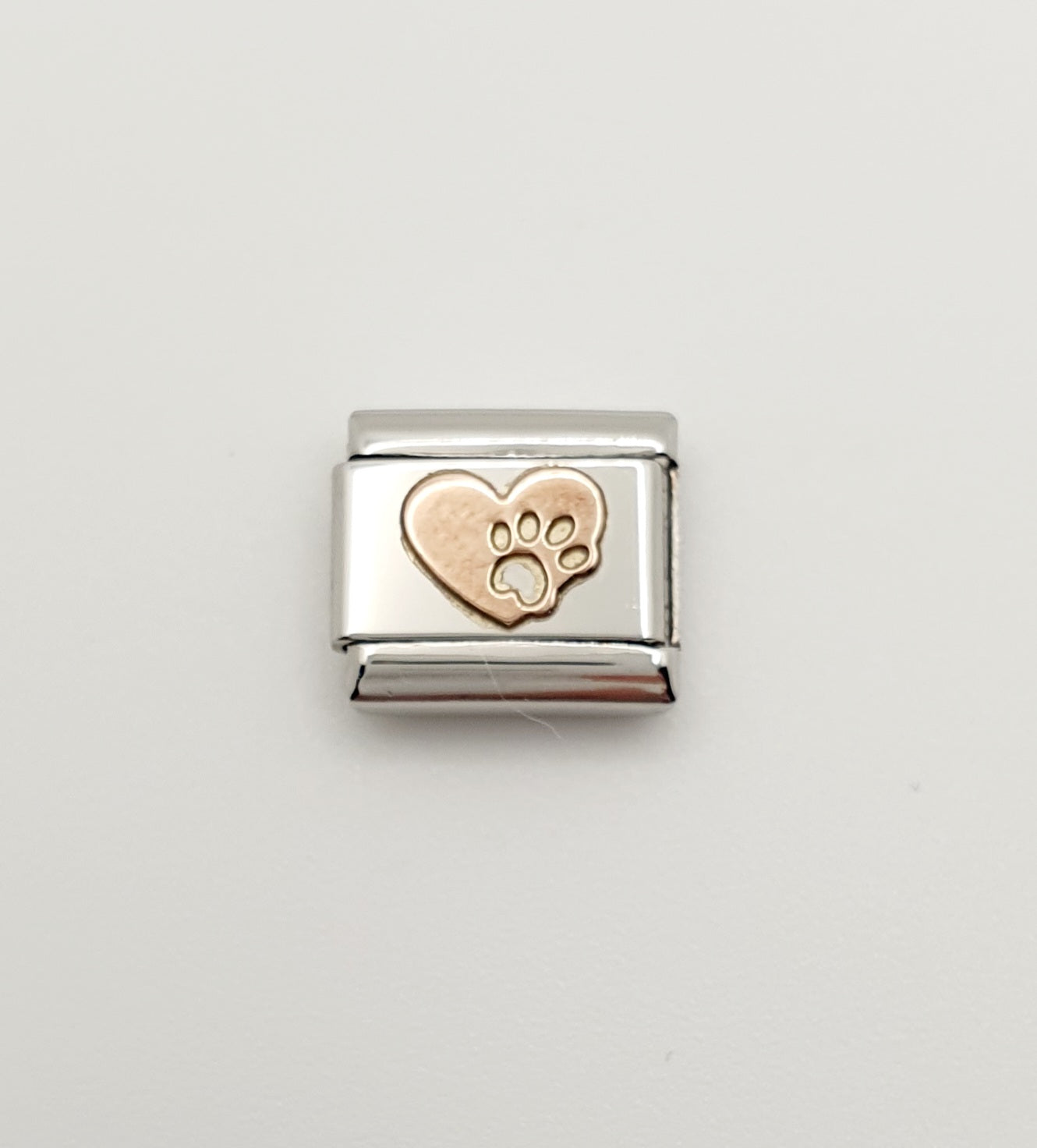 Nomination Charm Link "Heart with Footprint" Stainless Steel with 9k Rose Gold, 430104 12
