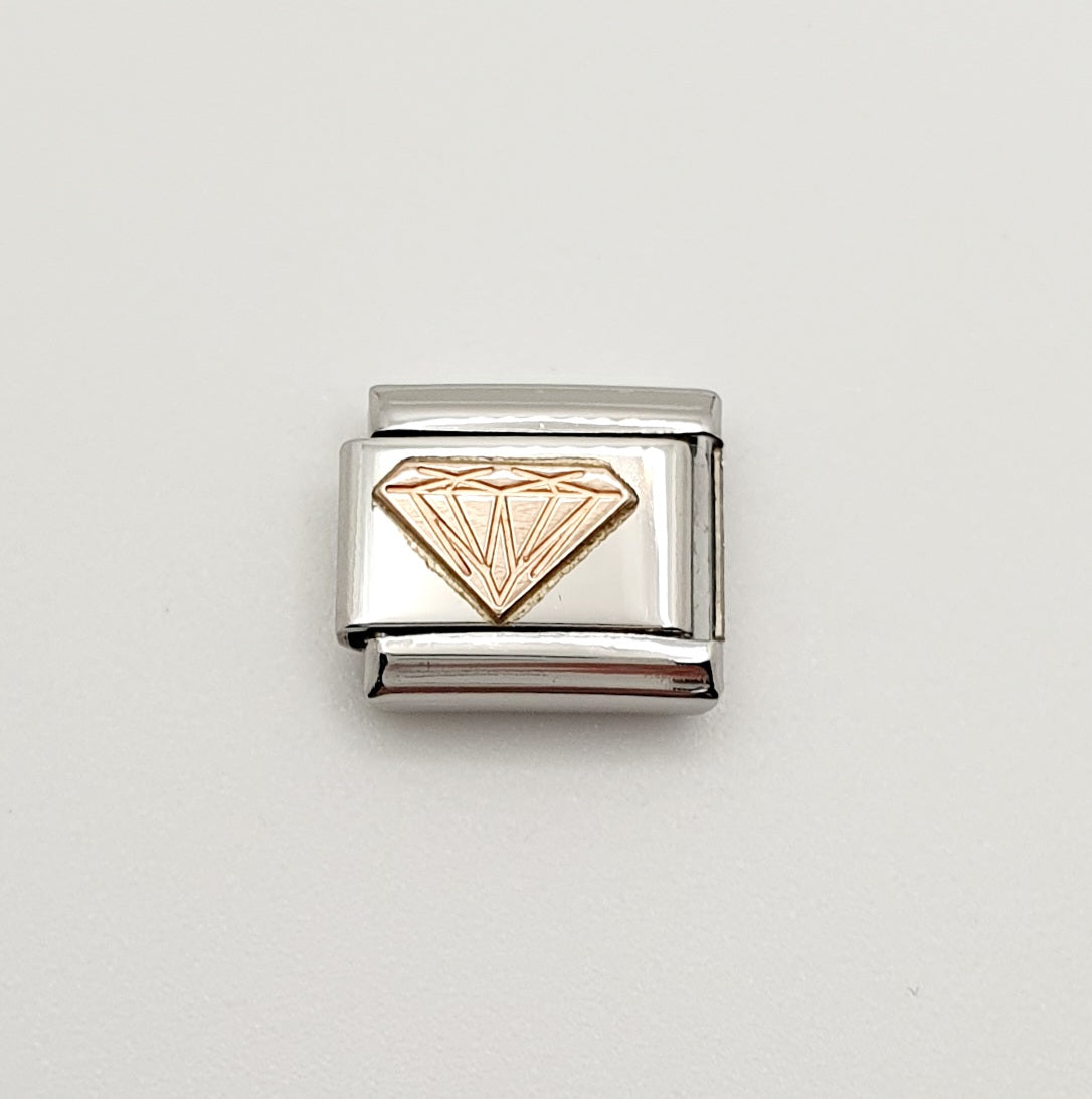 Nomination Charm Link "Diamond" Stainless Steel with 9k Rose Gold, 430104 18