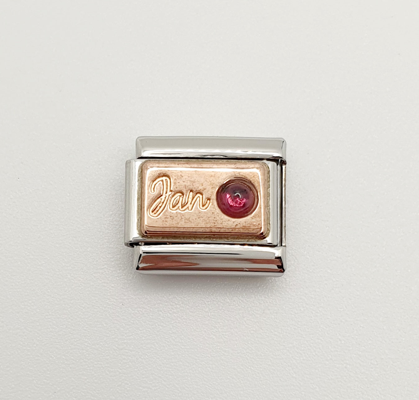 Nomination Charm Link "January Garnet" Stainless Steel with 9k Rose Gold, 430508 01