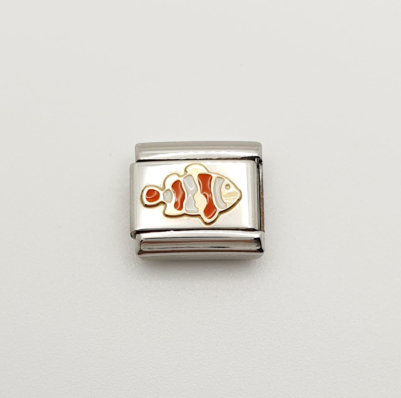 Nomination Charm Link "Clown Fish" Stainless Steel with Enamel & 18k Gold, 030272 40