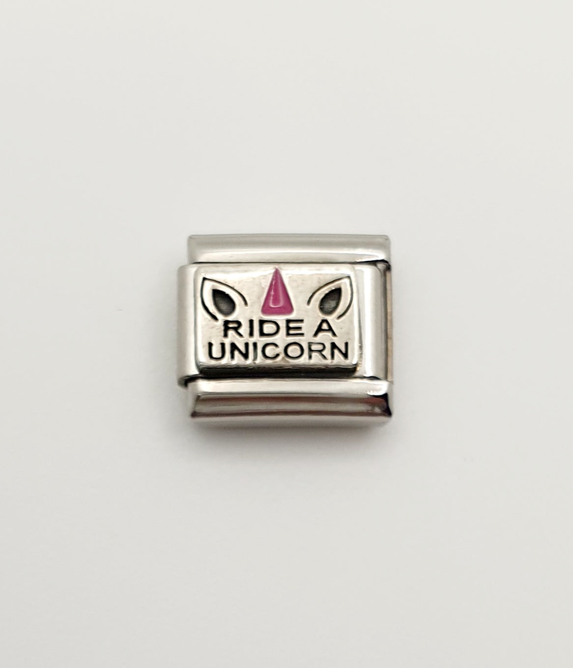 Nomination Charm Link "Ride A Unicorn" Stainless Steel with Enamel & 925 Silver