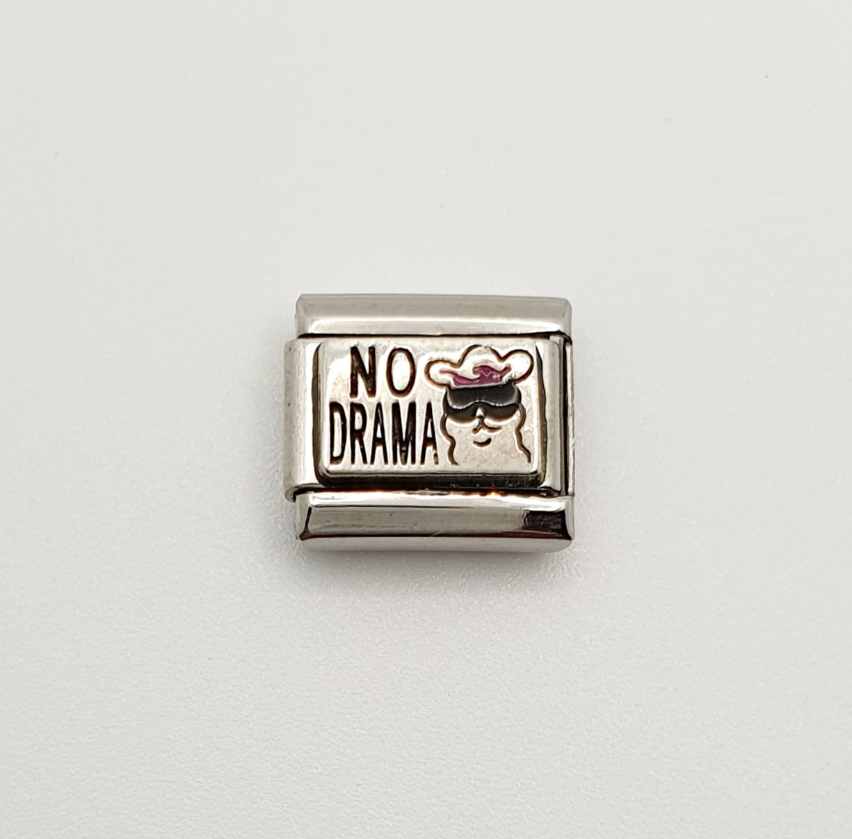 Nomination Charm Link "Llama No Drama" Stainless Steel with Enamel & 925 Silver