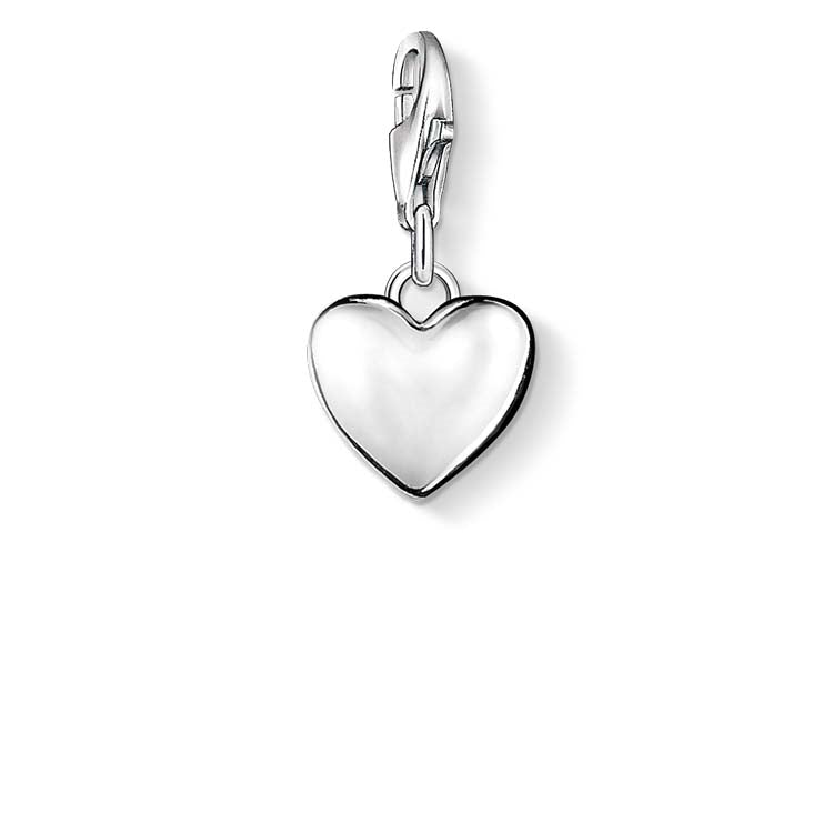 Charm club solid domed heart sterling silver
