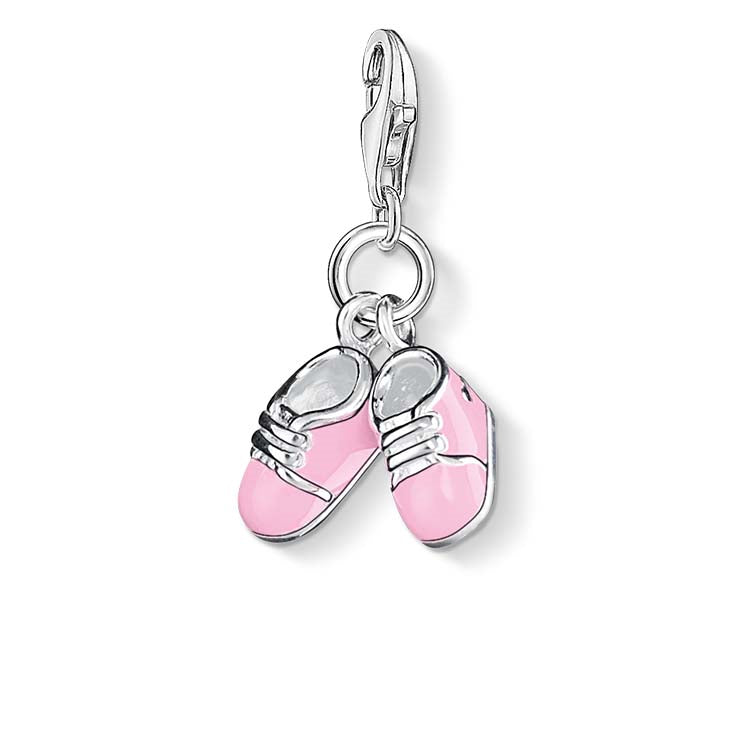 C/Club Cc820 Sterling Silver Booties Pink Enamel Charm