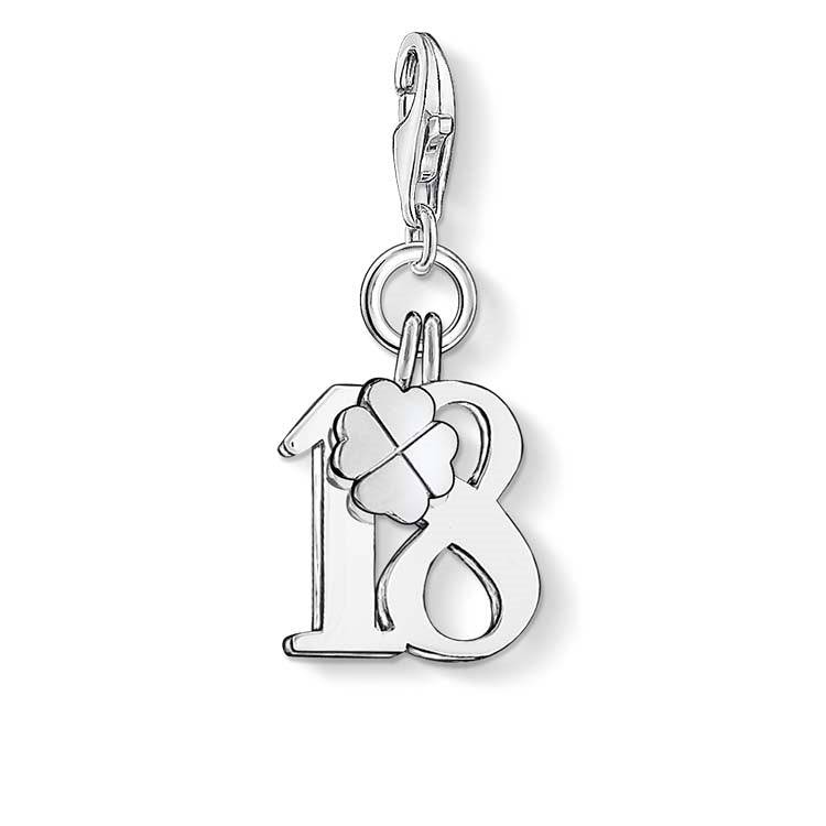 Thomas Sabo Charm Club Sterling Silver Lucky Number '18' With Clover Charm