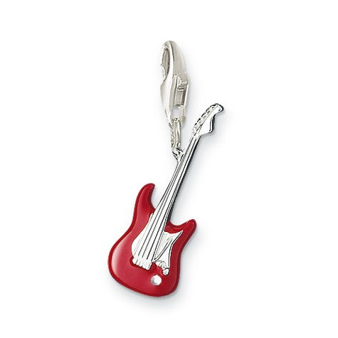 C/Club CC581 Sterling Silver & Red Enamel Guitar Charm