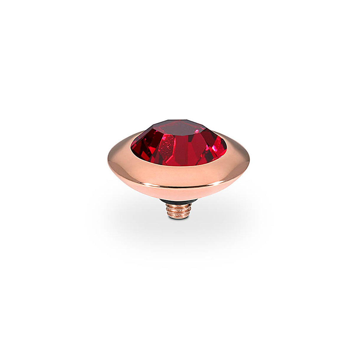 Qudo Tondo Top 13mm, Stainless Steel Rose Gold Plated, Ruby Colour EuroCrystal Q629511