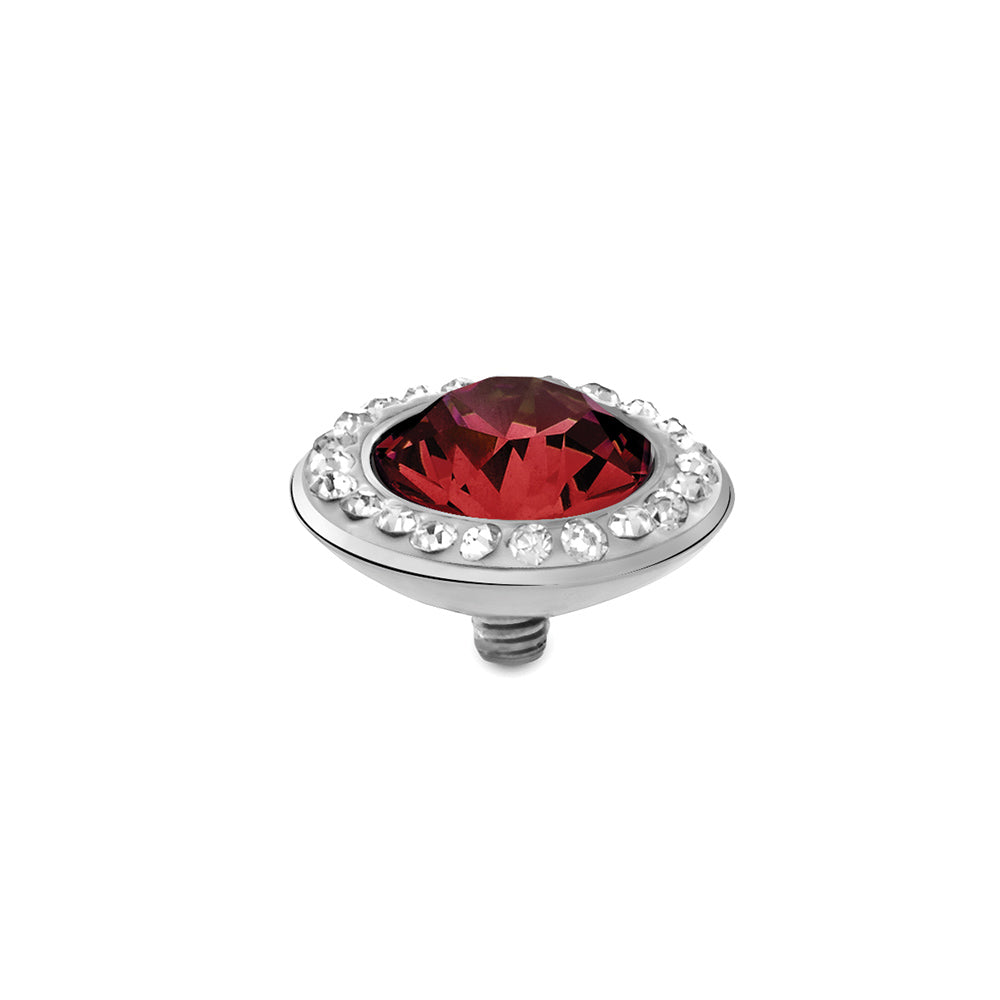 Q647060 Interchangeable Tondo Deluxe top 13mm s/steel scarlet col. & clear European crystals