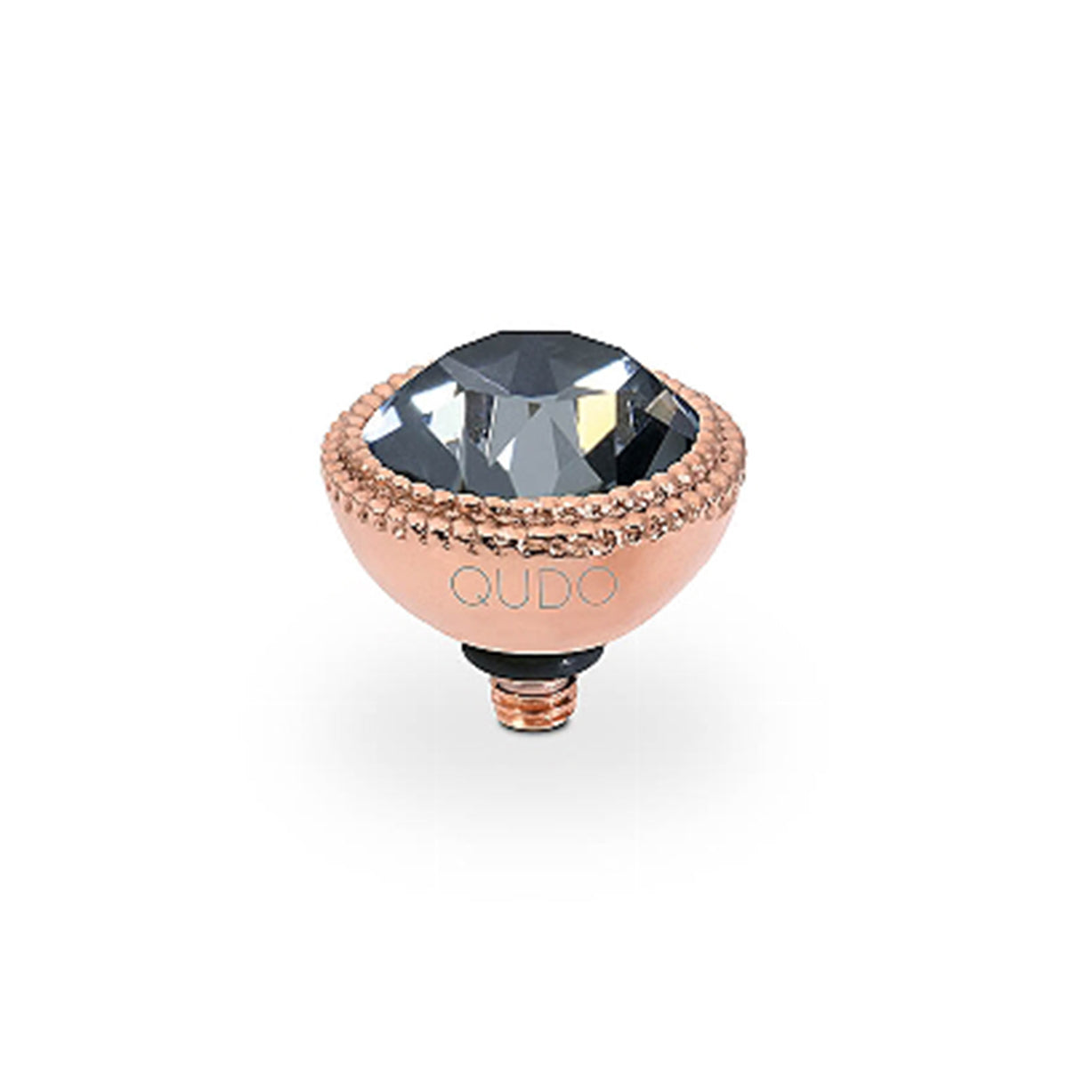 Qudo Fabero Top 11mm, Stainless Steel Rose Gold Plated, Silver Night Colour EuroCrystal