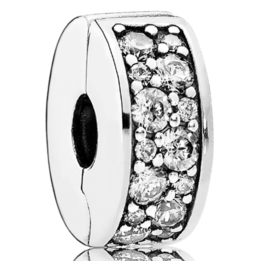 Shining Elegance Silver Spacer Clip w CZ