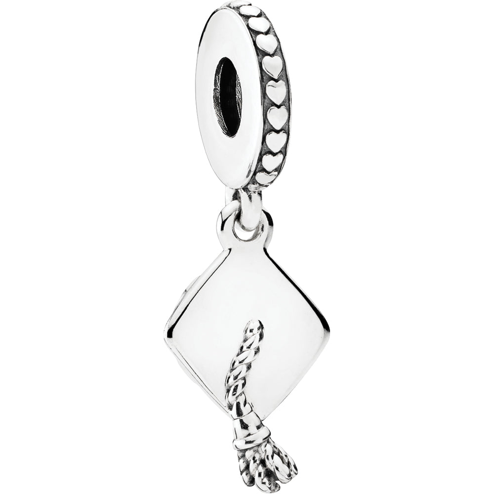 PANDORA Graduation Cap Hanging Silver Charm