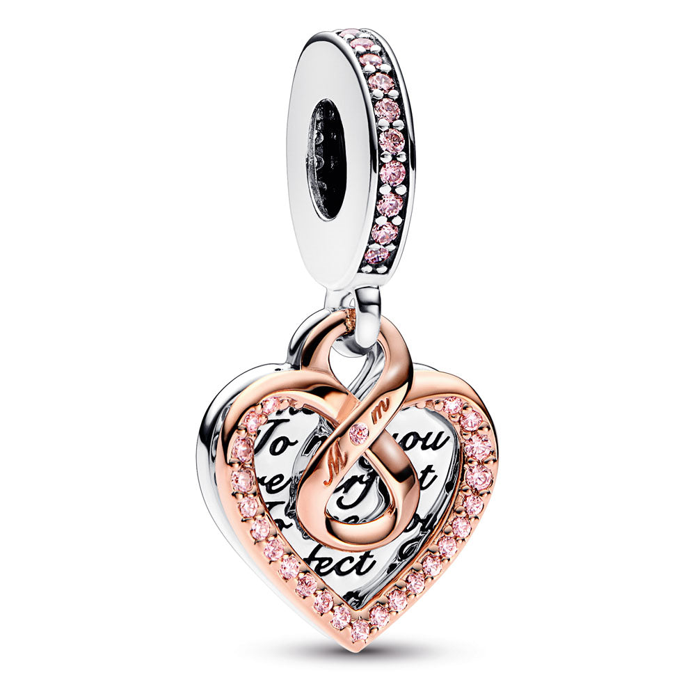 Two-tone Infinity Heart Double Dangle Charm