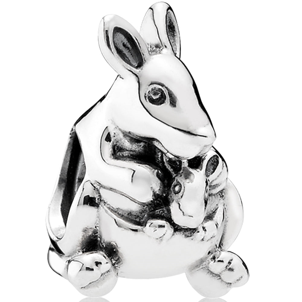 Kangaroo & Baby Silver Charm
