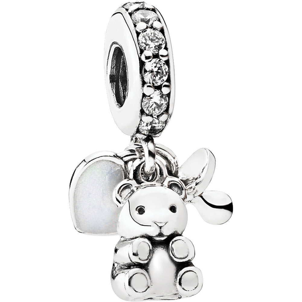 Baby Treasures Hanging Silver Charm w CZ