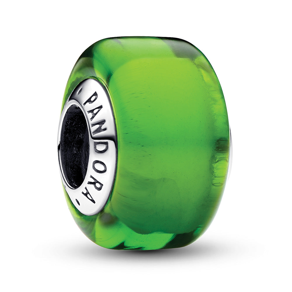 Sterling silver charm with green Murano glass