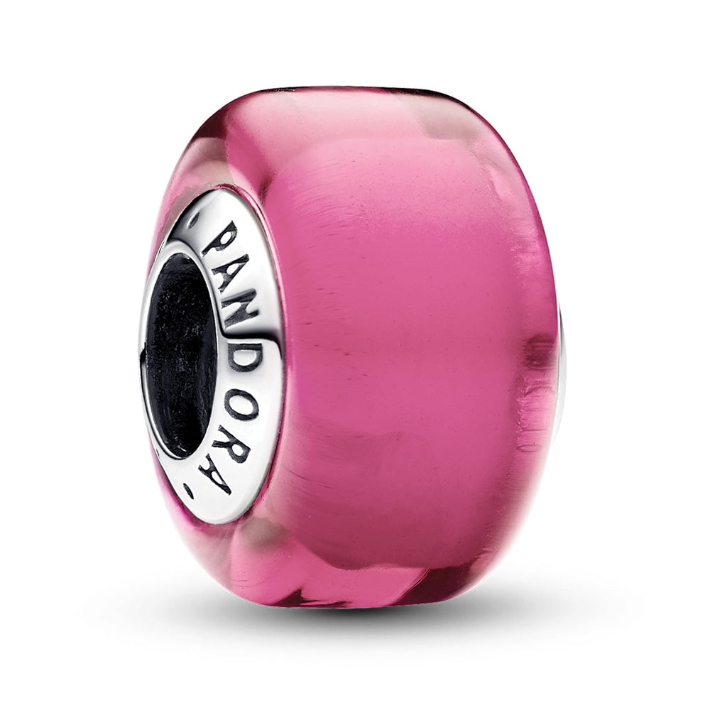Sterling silver charm with pink Murano glass