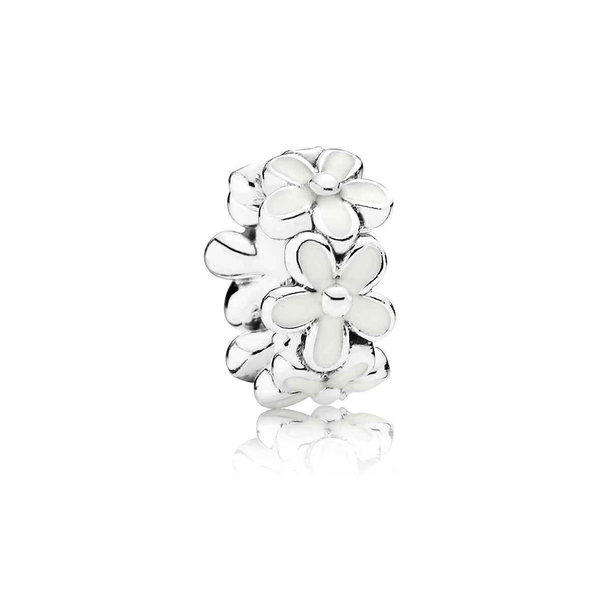 Darling Daisy Meadow Silver Spacer w White Enamel