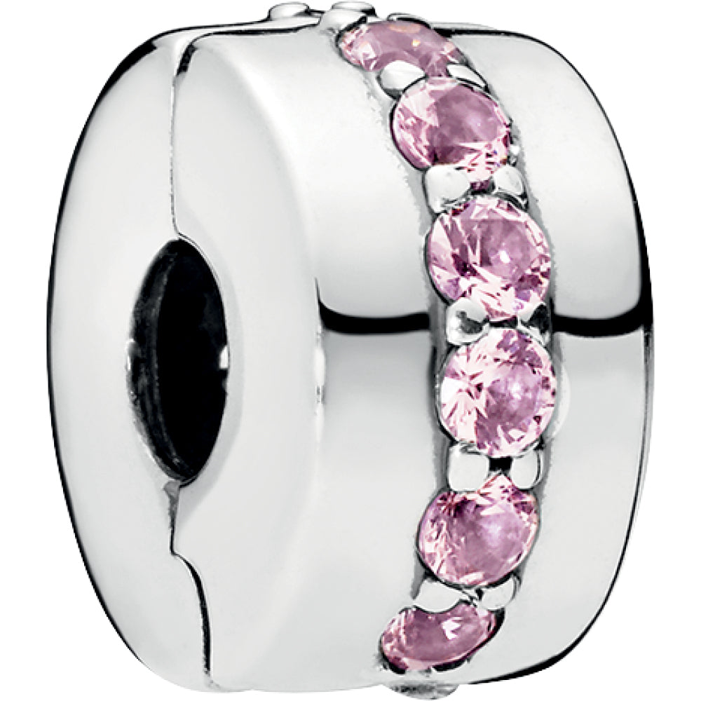 Pink Shining Path Silver Clip w CZ
