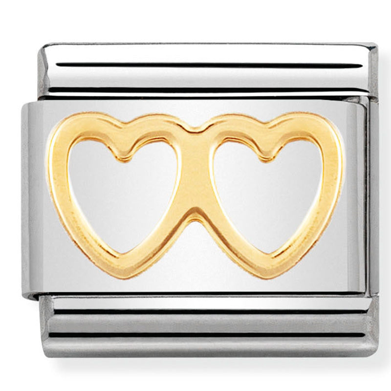 Nom-030116 03 Comp Classic Love St/Steel & 18Ct Gold (Double Heart)