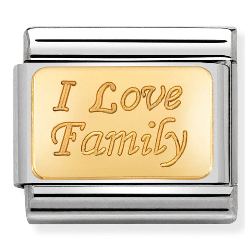Nom-030121 33 Comp Classic Engraved Signs St/Steel & 18Ct Gold (I Love Family)