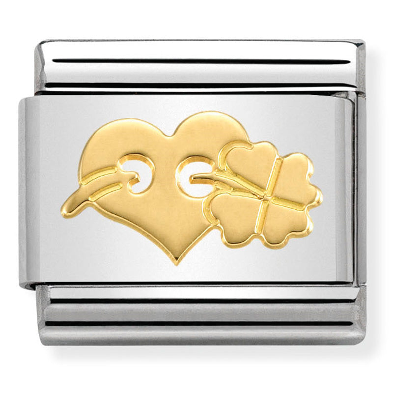 Nom-030162 30 Comp Classic Symbols St/Steel & 18Ct Gold (Heart & Clover)