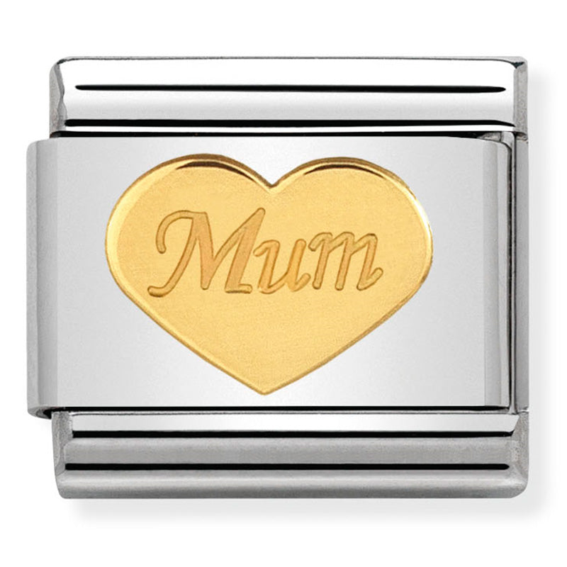 Nom-030162 38 Comp Classic Symbols St/Steel & 18Ct Gold (Mum Heart)